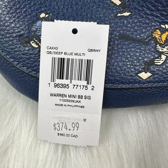 Coach Warren Mini Belt Bag With Baseball Print In Leather/Deep blue CAX43 NWT - Picture 3 of 8